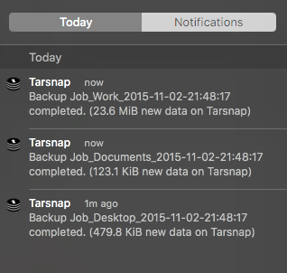 Tarsnap OSX notifications
